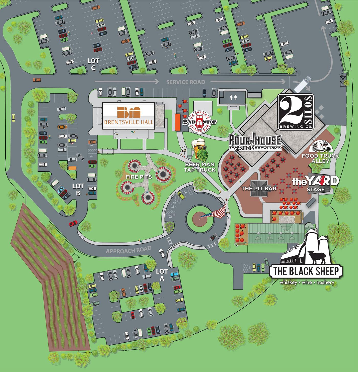 2 Silos Brewing Co. Campus Map