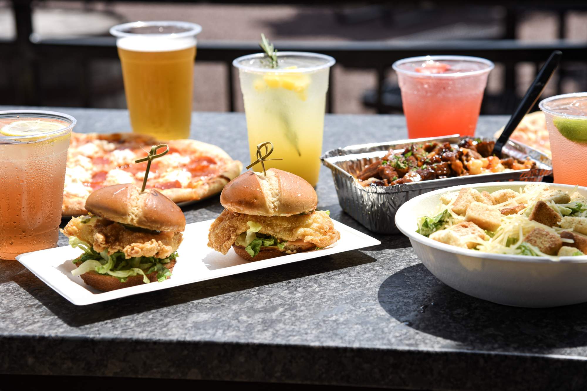 Close up photo of one of the incredible pizzas served at our full-service restaurant