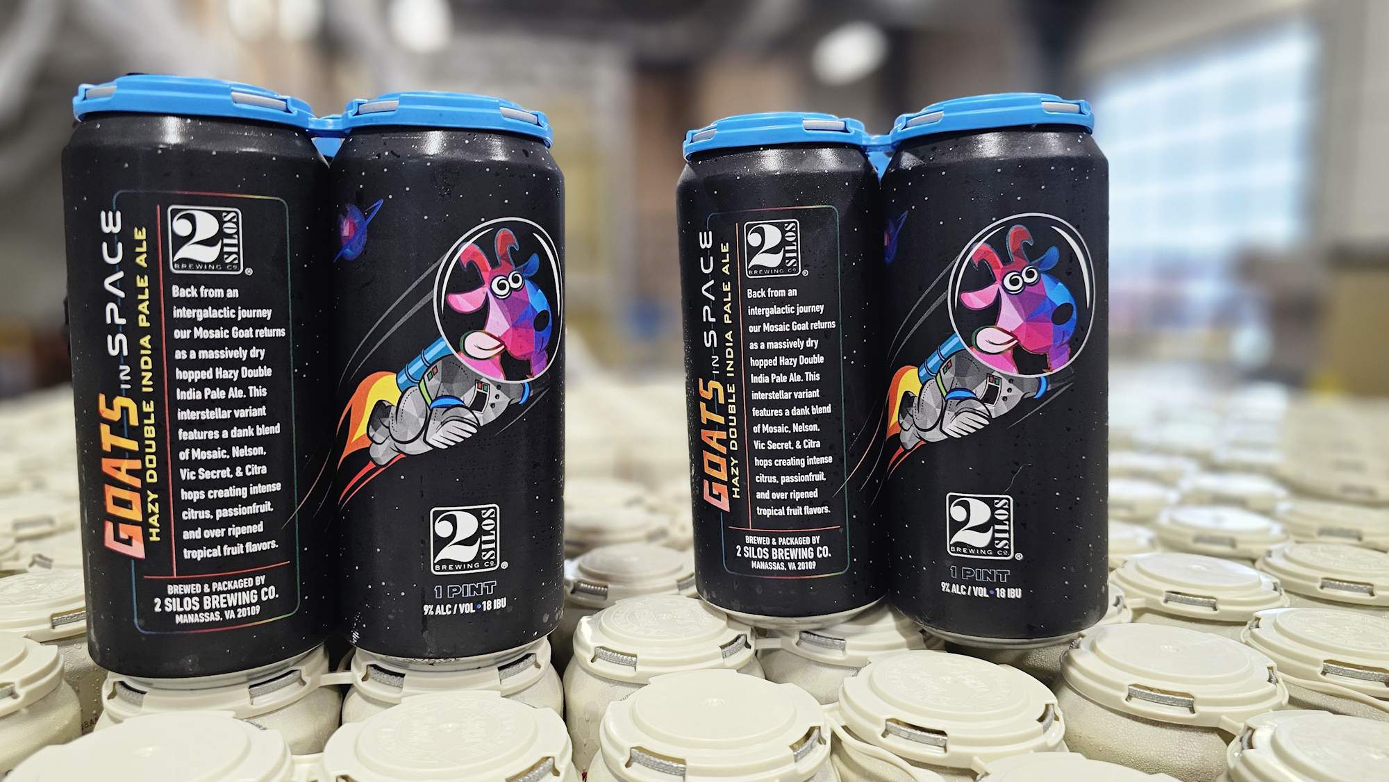 Back from an intergalactic journey our Mosaic Goat returns as a massively dry hopped Hazy Double India Pale Ale. This interstellar variant features a dank blend of Mosaic, Nelson, Vic Secret, & Citra hops creating intense citrus, passionfruit, and over ripened tropical fruit flavors.