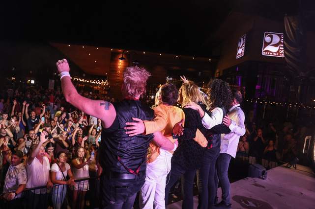 The stage for live music at 2 Silos Brewing in Northern Virginia